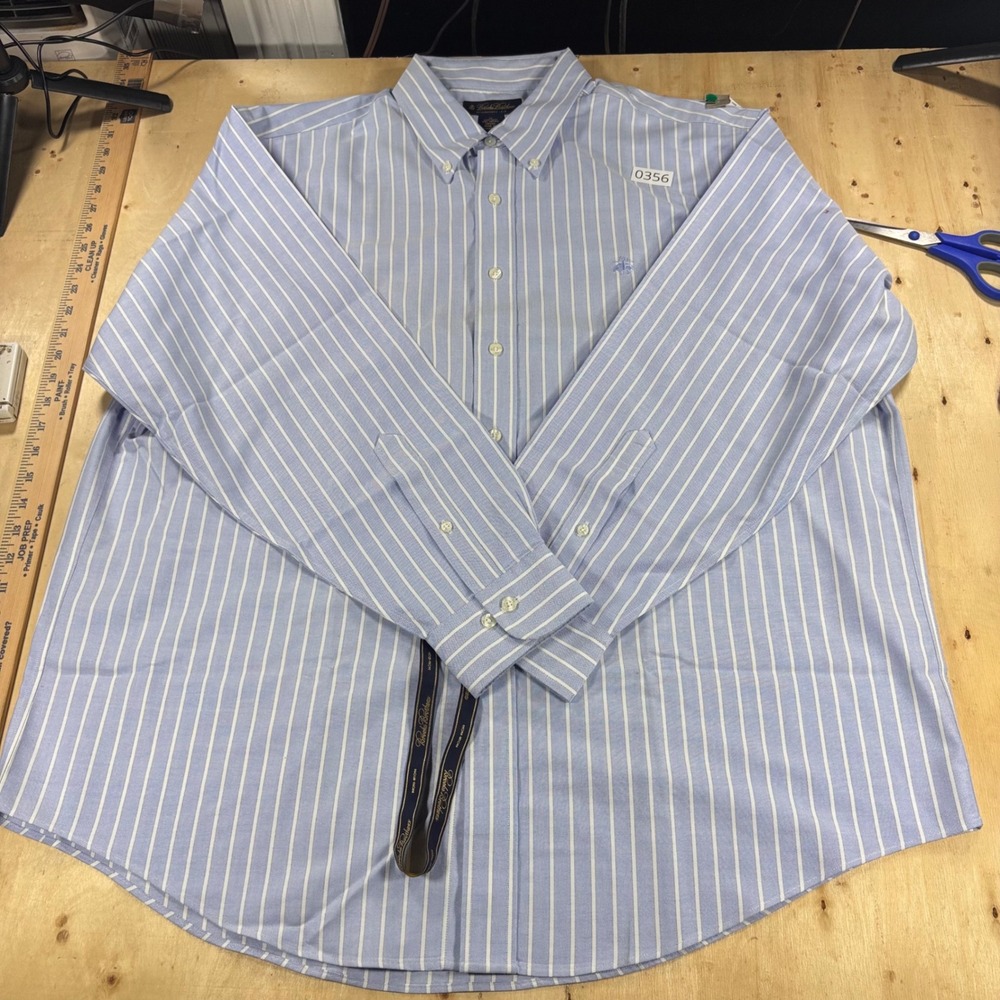 Brooks Brothers Mens XL Non-Iron Supima Cotton Striped Button Down Shirt Blue